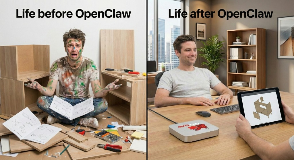 Life before and after OpenClaw — organized workflow
